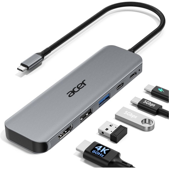 Acer USB C Hub, 5-in-1 USBC to HDMI Adapter with 4K@60Hz for Laptop/Mac