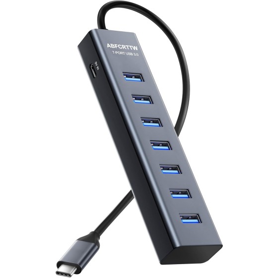 7-Port USB C to USB Hub Multiport Adapter for MacBook Neo, Laptop