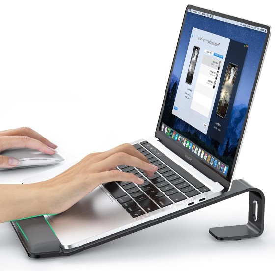 LOXP Laptop Stand for Desk, Aluminum Laptop Riser Holder with Wrist Support
