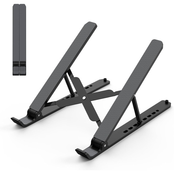 Tonmom Laptop Stand for Desk, Adjustable Laptop Riser, Black