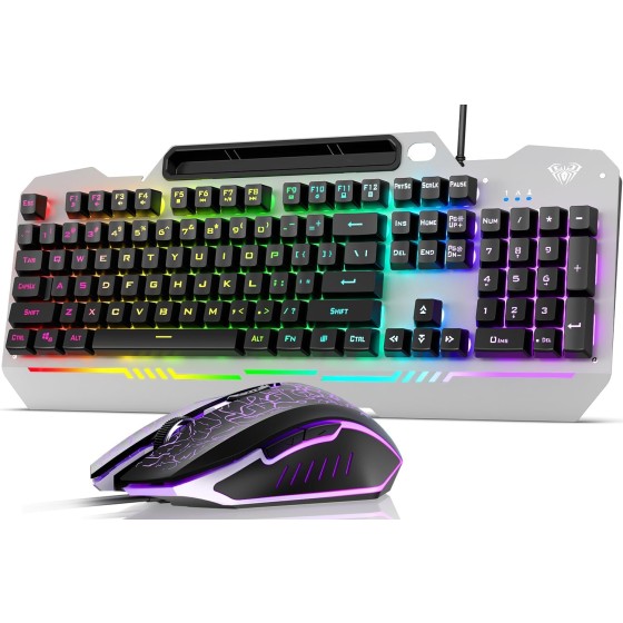 AULA Gaming Keyboard and Mouse,Wired 104-Key Mouse and Keyboard Combo Metal