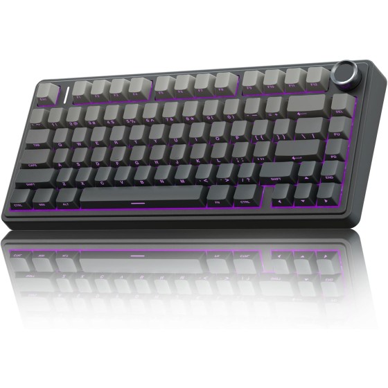 AULA F75 Pro Wireless Mechanical Keyboard,75% Hot Swappable Custom Keyboard with Knob,RGB Backlit,Pre-lubed Reaper Switches,Side Printed PBT Keycaps,2.4GHz/USB-C/BT5.0 Mechanical G